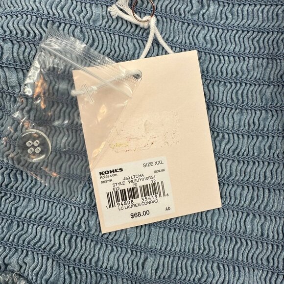 NWT LC Lauren Conrad Womens Chambray Blue Cotton Strap Sleeve Midi Dress XXL - Picture 12 of 13